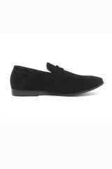 SUEDE PENNY LOAFERS-BLACK