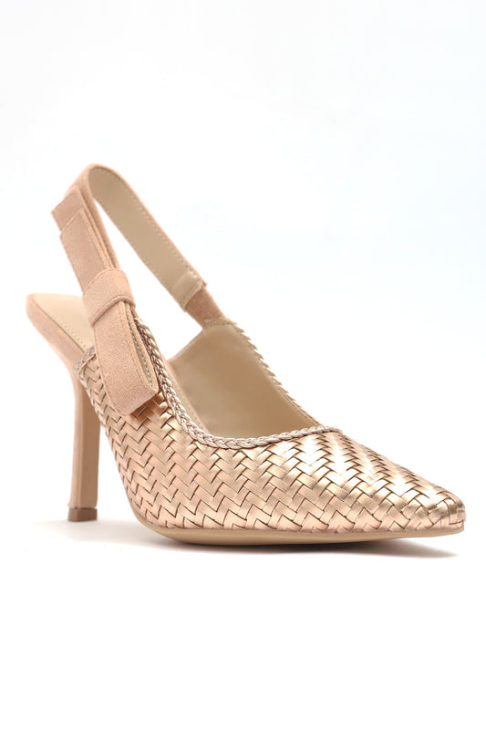 BASKET WEAVE HEELS-ROSE-GOLD
