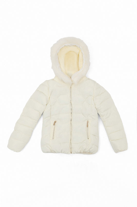 FURRY CAP JACKET-WHITE