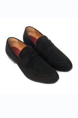 SUEDE PENNY LOAFERS-BLACK