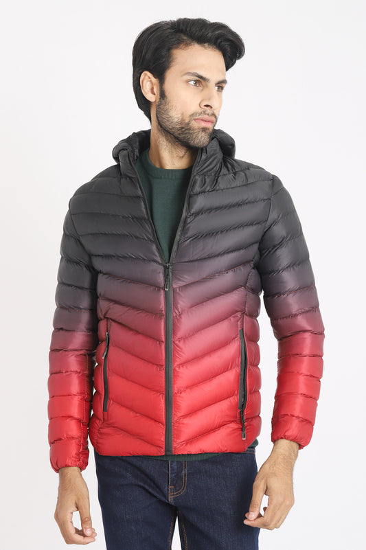 HOODED PUFFER JACKET-RED