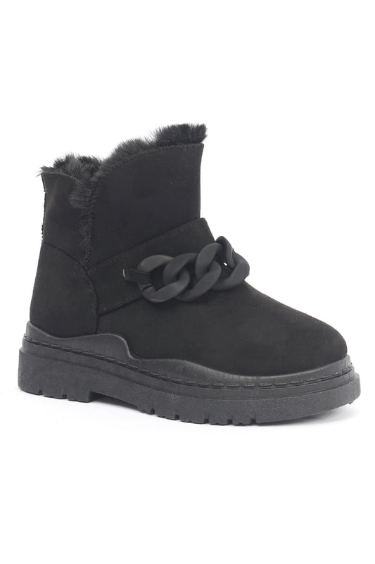 CHAINED FUR BOOTS-BLACK