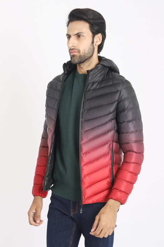 HOODED PUFFER JACKET-RED