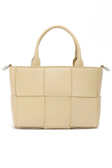 SMALL LEATHER KNOT WOVEN TOTE-YELLOW