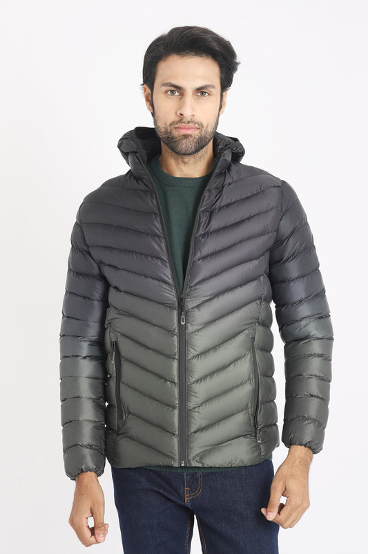HOODED PUFFER JACKET-GREEN
