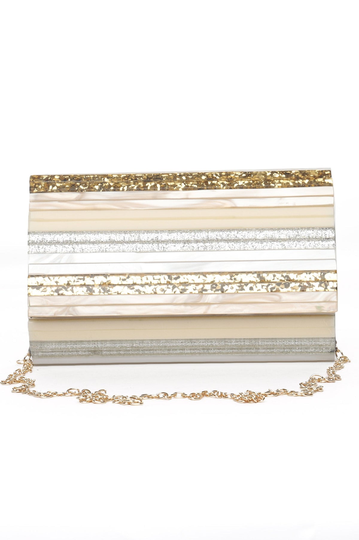 MARBLE STRIPED CLUTCH-GOLD