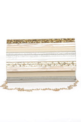 MARBLE STRIPED CLUTCH-GOLD