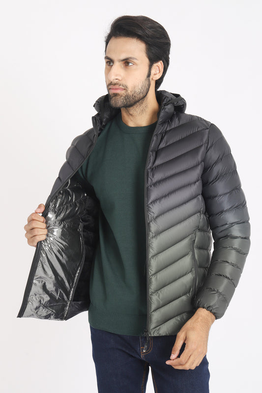 HOODED PUFFER JACKET-GREEN