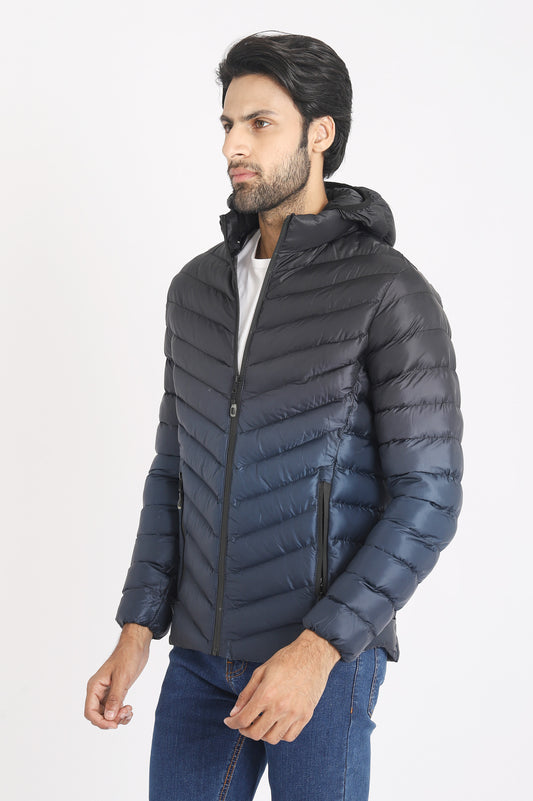 HOODED PUFFER JACKET-NAVY