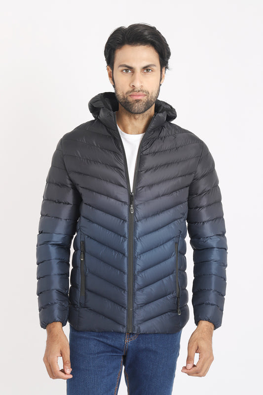HOODED PUFFER JACKET-NAVY