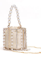 PEARLY BUCKET CLUTCH-BEIGE