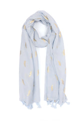 LEAF SCARF-SKY-BLUE