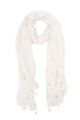 LEAF SCARF-OFFWHITE