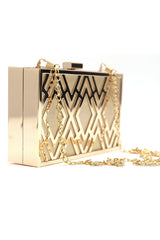 METAL CUTWORK CLUTCH-GOLD