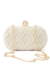 PEARL EMBELLISHED CLUTCH-WHITE