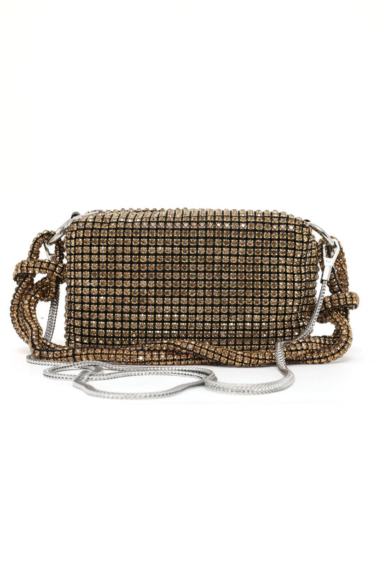 BLING CLUTCH BAG WITH STRAP-GOLD