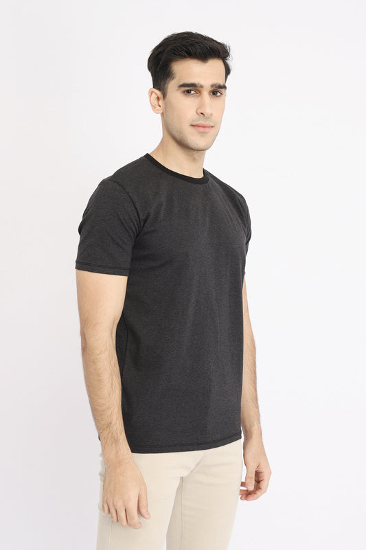 STRIPED COTTON T-SHIRT-BLACK