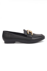 METAL EMBELLISHED LOAFERS-BLACK