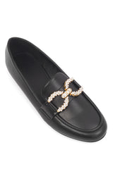 METAL EMBELLISHED LOAFERS-BLACK