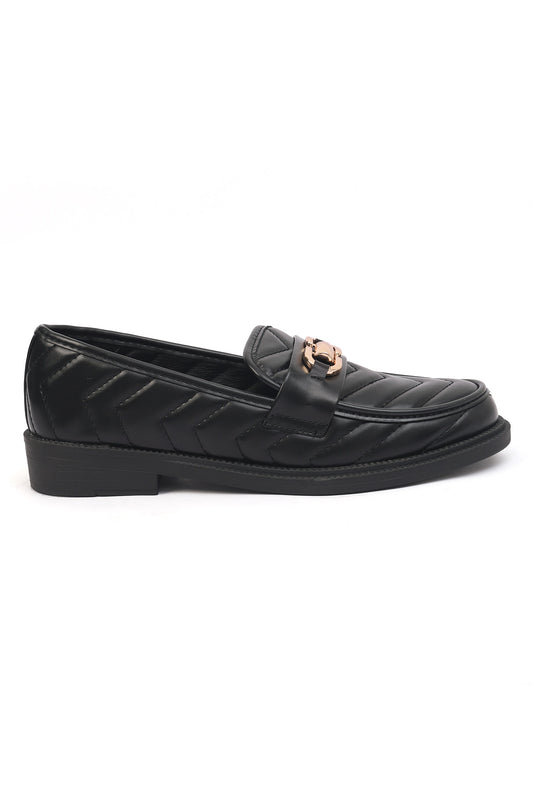 TEXTURED METAL EMBELLISHED LOAFERS-BLACK