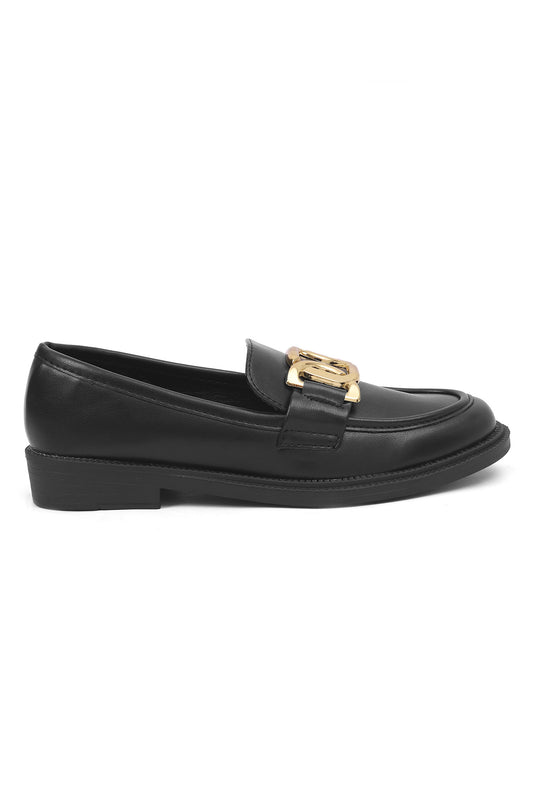METAL EMBELLISHED LOAFERS-BLACK