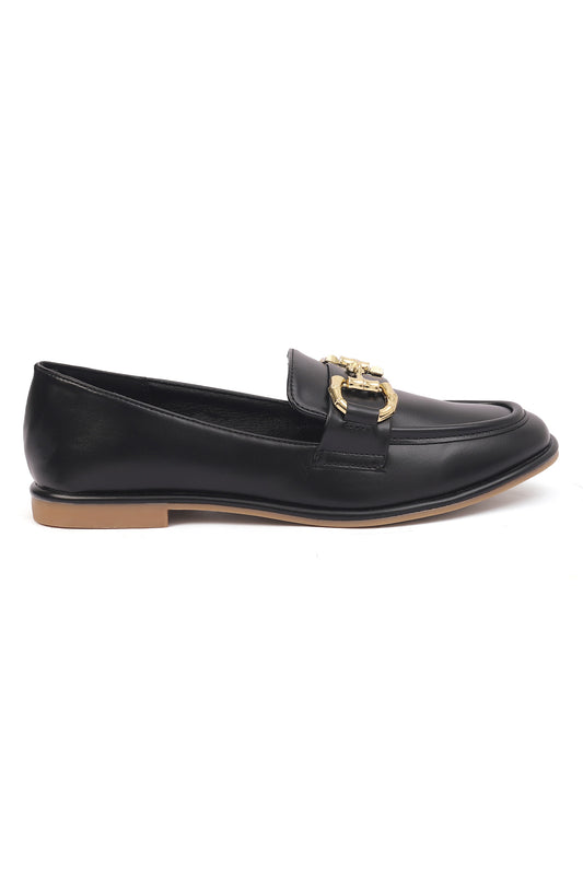 METAL EMBELLISHED LOAFERS-BLACK