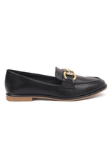 METAL EMBELLISHED LOAFERS-BLACK