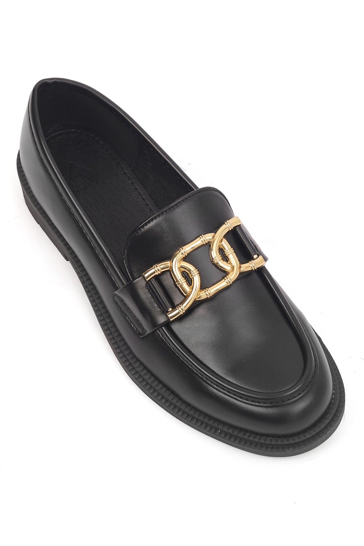 METAL EMBELLISHED LOAFERS-BLACK