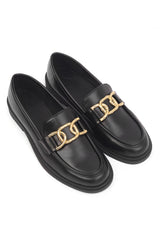 METAL EMBELLISHED LOAFERS-BLACK