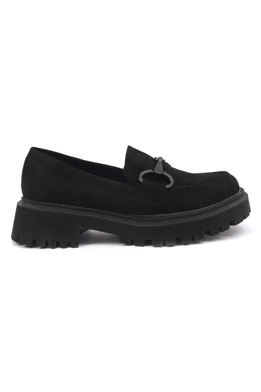 SUEDE LOAFERS -BLACK
