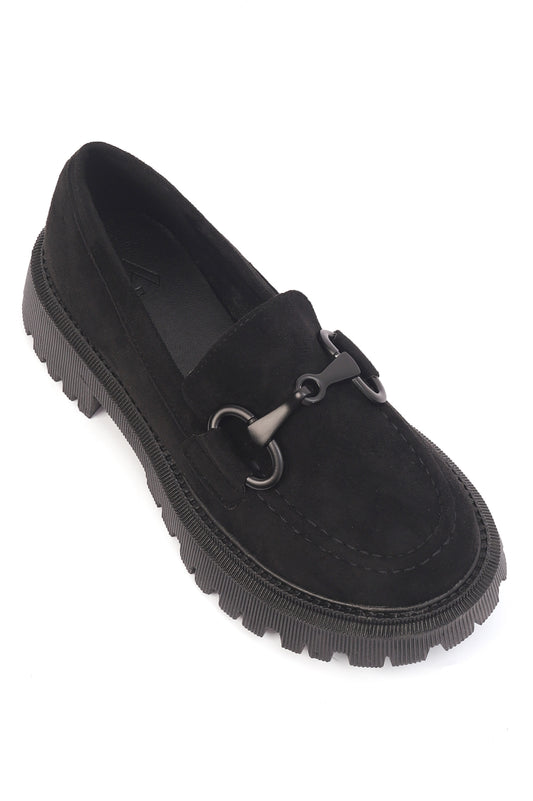 SUEDE LOAFERS -BLACK