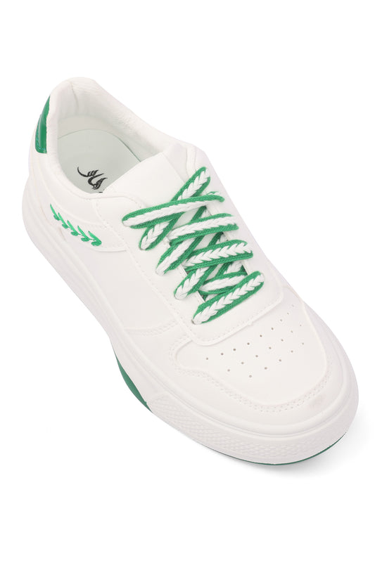 EMBELLISHED SNEAKERS-WHT/GREEN