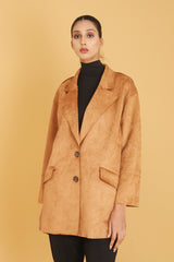 FAUX SUEDE COAT-CAMEL