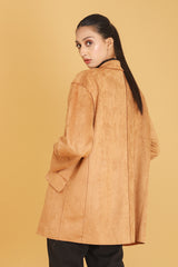 FAUX SUEDE COAT-CAMEL