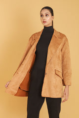 FAUX SUEDE COAT-CAMEL