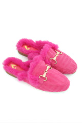 COMFY FUR MULE-FUCHSIA
