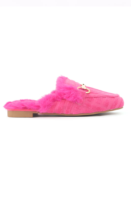 COMFY FUR MULE-FUCHSIA