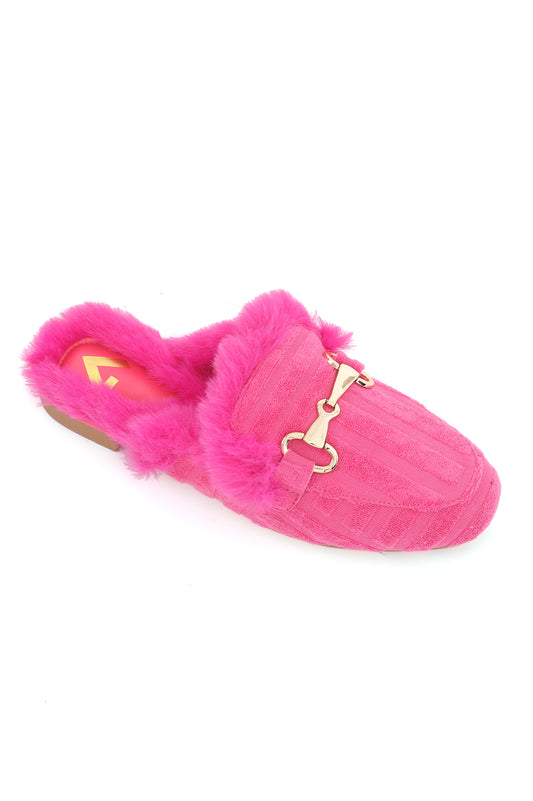 COMFY FUR MULE-FUCHSIA