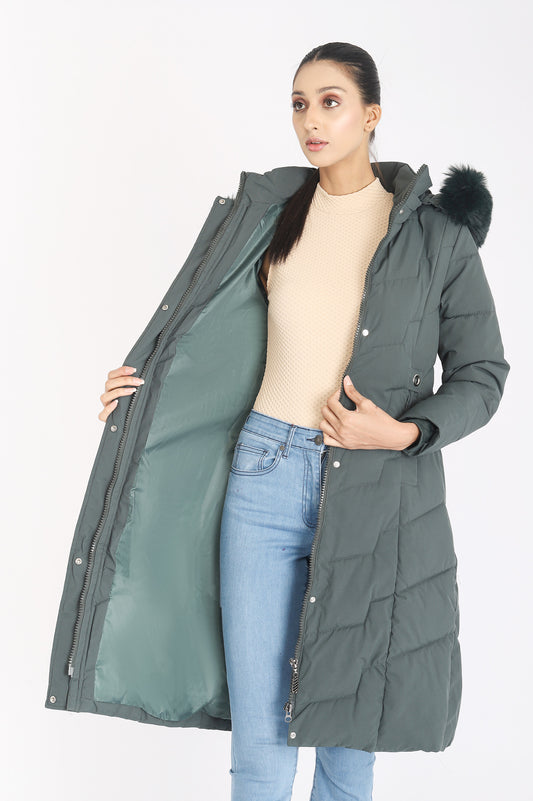 POCKET PUFFER JACKET-GREEN
