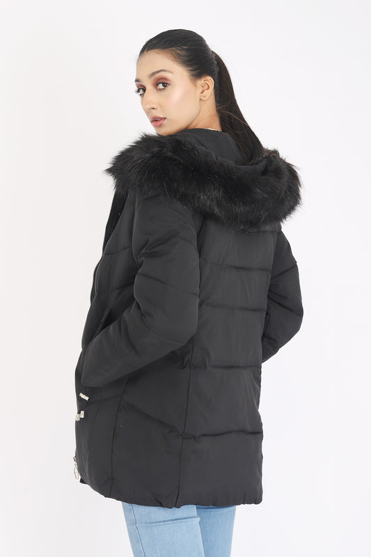 POCKET PUFFER JACKET-BLACK