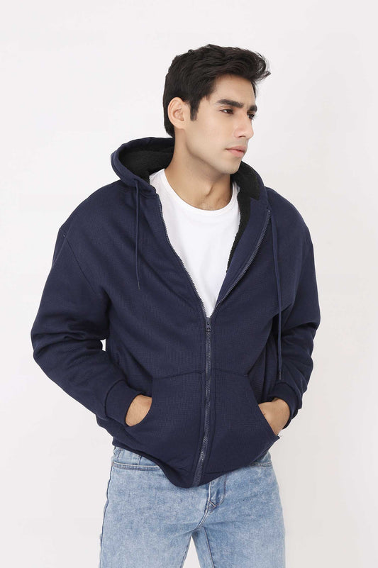 FLEECE HOODIE-NAVY