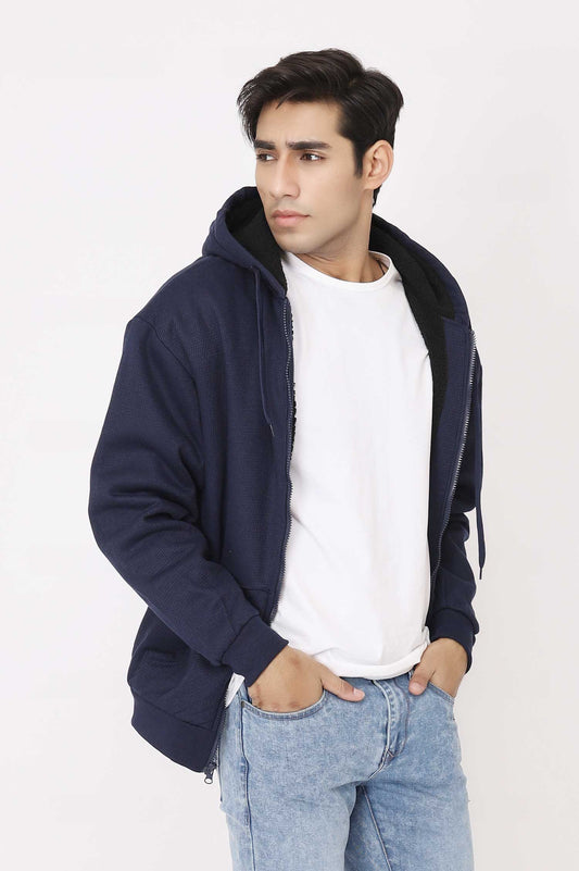 FLEECE HOODIE-NAVY