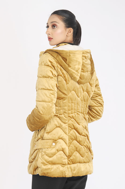 HOODED PUFFER COAT-YELLOW