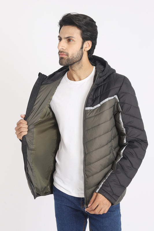 TWO COLORS JACKET-GREEN/BLACK