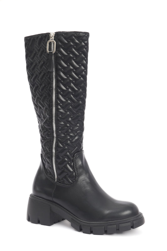 CLASSY PLATFORM HIGH HEEL BOOTS-BLACK