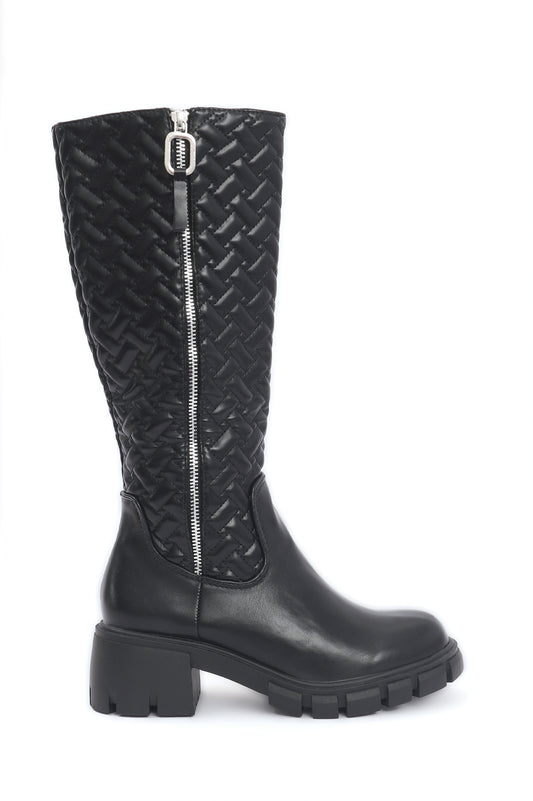 CLASSY PLATFORM HIGH HEEL BOOTS-BLACK