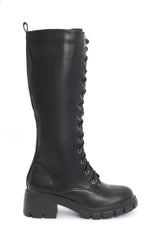 BLOCK-HEEL KNEE-HIGH BOOTS-BLACK