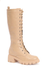 BLOCK-HEEL KNEE-HIGH BOOTS-BEIGE