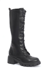 BLOCK-HEEL KNEE-HIGH BOOTS-BLACK