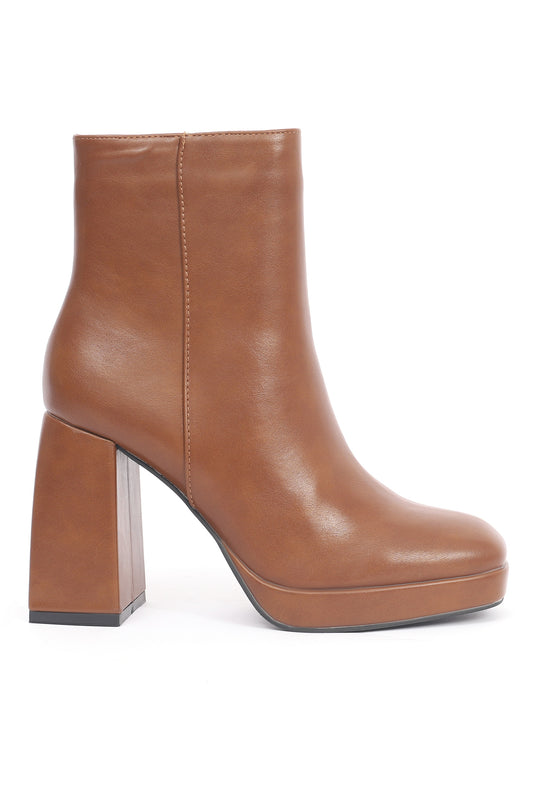 PLATFORM HIGH HEEL BOOTS-TAN